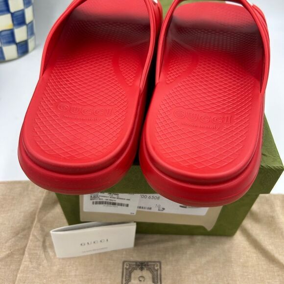 Men\'s Gucci interlocking G rubber Pool slides size 10 made in Italy main image 9